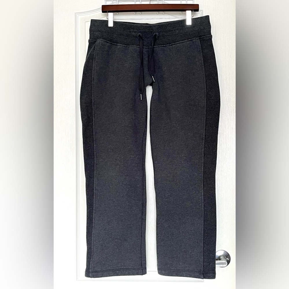 Lululemon Scuba Mid-Rise Wide-Leg Pant Black Contrast Sz 10 Cozy Streetwear